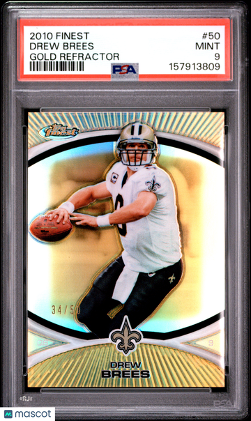 2010 Finest Drew Brees Gold Refractor /50 #50 PSA 9