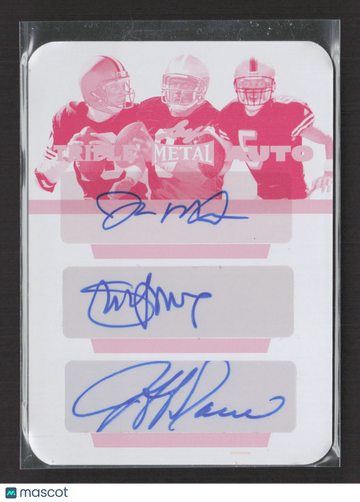 2024 Leaf Metal Football Joe Montana Jeff Garcia Steve Young #TA-8 Magenta Printing Plate /1 Printing Plate Triple Autog
