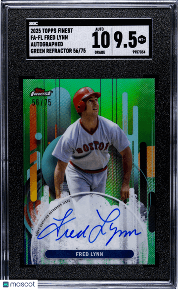 2025 Topps Finest Fred Lynn #FA-FL Autograph Green Refractor SGC 9.5 Auto 10