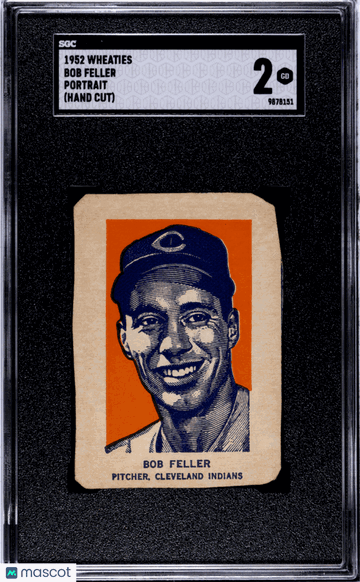 1952 Wheaties Bob Feller Portrait (Hand Cut) SGC 2
