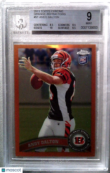 2011 Topps Chrome Orange Refractors Andy Dalton #51 BGS 9