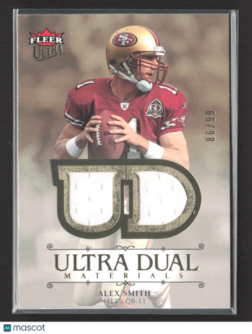 2007 Fleer Ultra Ultra Dual Materials Alex Smith #UDM-AS Game-Used Dual Materials 86/99