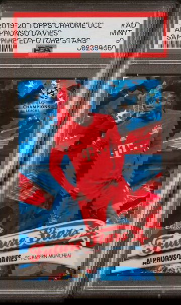 2019-20 Topps Chrome UCL Sapphire Edition Future Stars Alphonso Davies PSA 9
