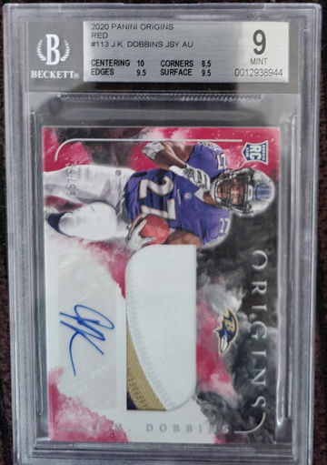 2020 Panini Origins Red JK Dobbins Auto /99 BGS 9