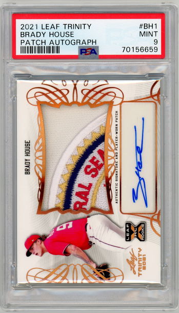 2021 Leaf Trinity Brady House RPA Rookie Patch Auto Logo Patch PSA 9 MINT
