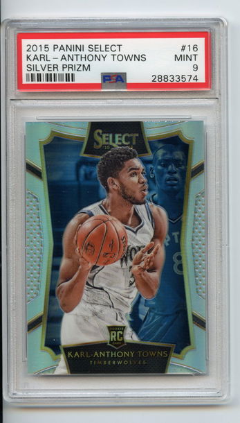 PSA 9 Rookie Karl Anthony Towns Silver Select Prizm Concourse 2015 RC Holo 2015