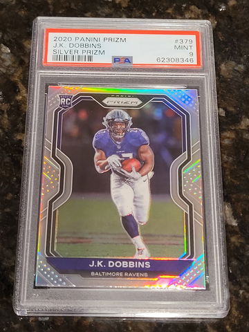 2020 JK Dobbins Prizm SILVER HOLOGRAM #379 PSA 9