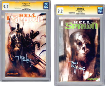HELLSPAWN #1-2 CGC-SS 9.2-9.2 SIGNED BY TODD MCFARLANE BENDIS COVER & ART 2000