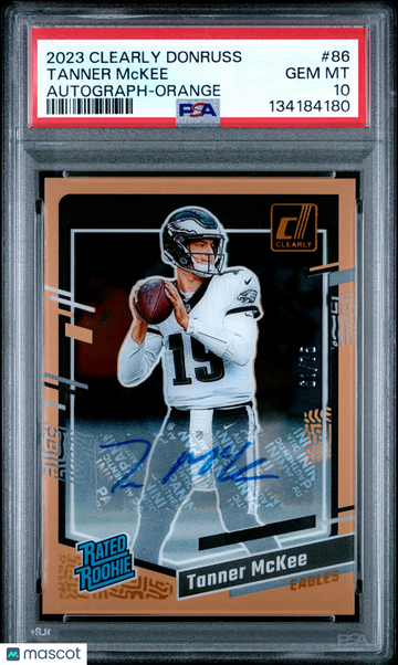 2023 Panini Clearly Donruss Tanner Mckee #86 Autograph Orange /75 Rookie PSA 10