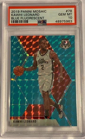 2019 Mosaic Kawhi Leonard Blue Fluorescent #6/15 PSA 10