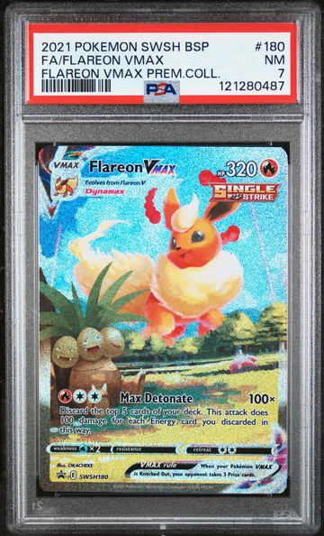 2021 Pokemon SWSH Black Star Promo Full Art Flareon VMAX #SWSH180 PSA 7