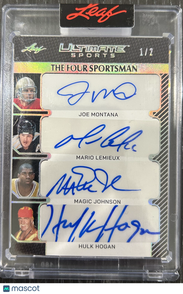 2024 Leaf Ultimate Sports Joe Montana Magic Johnson Hulk Hogan Mario Lemieux #FS-5 /2 Autograph
