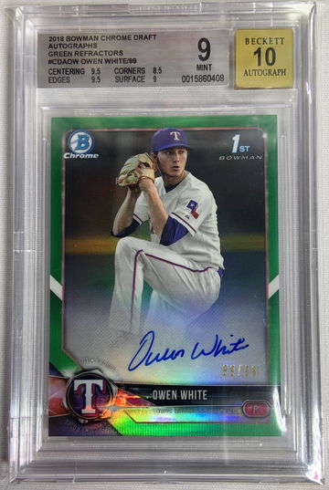 2018 Bowman Chrome Draft Autographs Green Refractors Owen White/99 #CDAOW  BGS 9