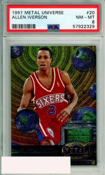 1997 METAL UNIVERSE ALLEN IVERSON #20 HOF PHILADELPHIA 76ERS PSA NM-MT 8
