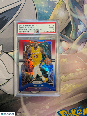 2019 Panini Prizm LeBron James #129 Red White Blue PSA 9