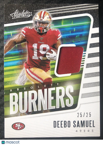 Deebo Samuel 2020 Absolute Burners Prime Relic Serial #25/25 San Francisco 49ers