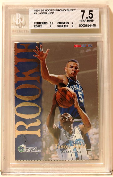 1994-95 Hoops Promo Sheet #1 Jason Kidd (ROOKIE) BGS 7.5 NEAR MINT+
