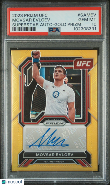 2023 Panini Prizm UFC Superstar Autographs Movsar Evloev #SAMEV Gold PSA 10