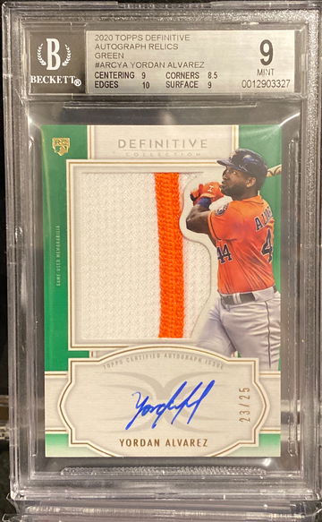 2020 Topps Definitive Autograph Auto Relics Patch Green /25 BGS 9