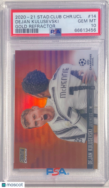 2020 Stadium Club Chrome UEFA Champions League Dejan Kulusevski #14 Gold Refractor PSA 10