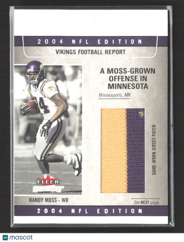 2004 Fleer Genuine NFL Edition Randy Moss #GAO-RM /150 Game-Worn Jersey Patch