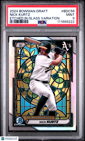 2024 Bowman Draft Nick Kurtz #BDC56 Etched In Glass Variation PSA 9