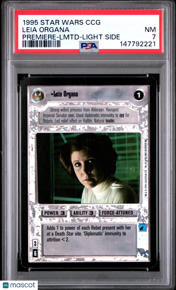 1995 Decipher Star Wars CCG Premiere Leia Organa Premiere-Lmtd-Light Side PSA 7