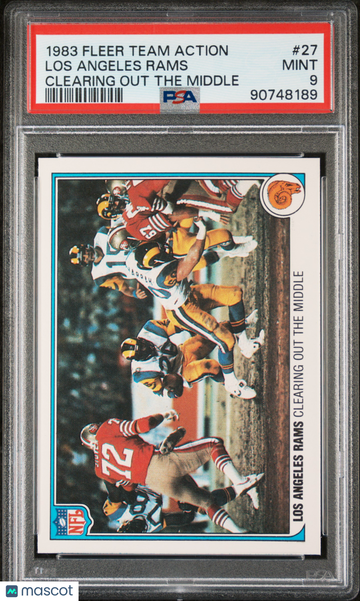 1983 Fleer Team Action Los Angeles Rams #27 Clearing Out The Middle PSA 9