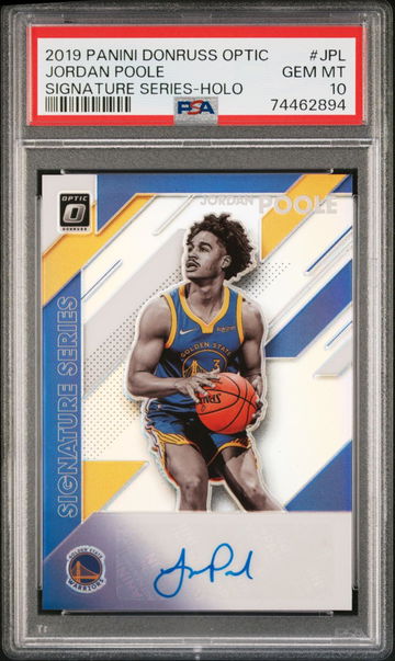 2019 PANINI DONRUSS OPTIC SIGNATURE SERIES Jordan Poole #JPL SIGNATURE SERIES-HOLO PSA 10