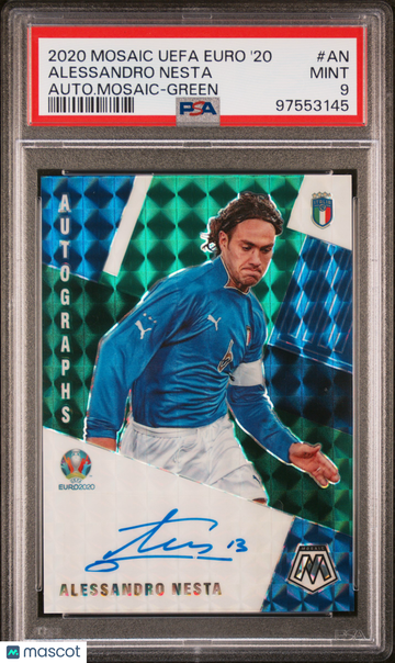 2020 Panini Mosaic UEFA Euro 2020 Autographs Mosaic Alessandro Nesta #AN Autograph Mosaic Green PSA 9