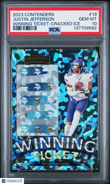 2023 Panini Contenders Winning Ticket Justin Jefferson #13 Cracked Ice PSA 10