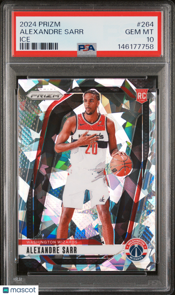 2024-25 Panini Prizm Alexandre Sarr #264 Ice Parallel/Variety Rookie PSA 10
