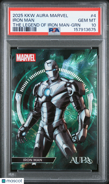 2025 Kakawow Aura Marvel The Legend Of Iron Man Iron Man Green /25 #4 PSA 10