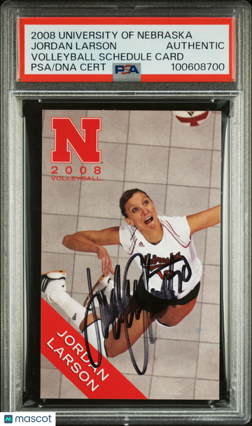 2008 University Of Nebraska Volleyball Schedule Card Jordan Larson PSA A Auto A