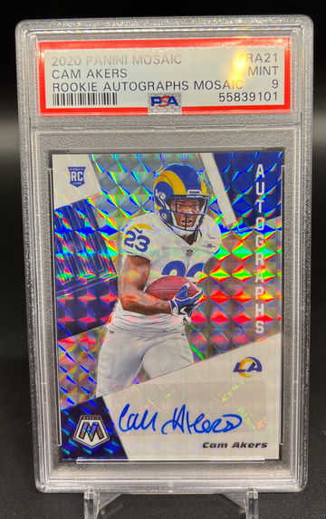 2020 Panini Mosaic Cam Akers Rookie Autographs PSA 10