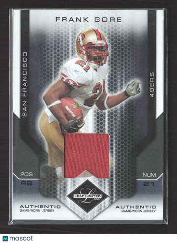 2007 Donruss Playoff Leaf Limited Frank Gore #85 Authentic Game-Worn Jersey 074/100