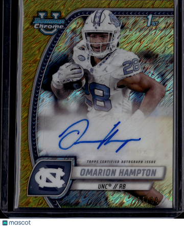 2024 Bowman University Chrome Omarion Hampton #PA-CHA Autograph
