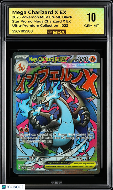 2025 Pokemon MEP EN-ME Black Star Promo Mega Charizard X EX #023 Mega Charizard X EX Ultra-Premium Collection MBA 10