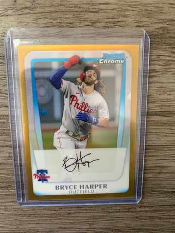 2021 Bowman Chrome Sterling Bryce Harper Gold Refractor (02/50)