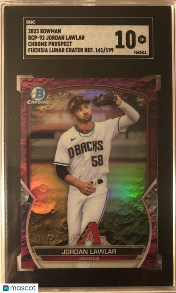 JORDAN LAWLAR 2023 Bowman Chrome FUCHSIA LUNAR CRATER REFRACTOR /199 SGC 10 POP2