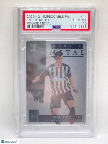2020 Panini Impeccable Premier League Rookie Metal Emil Krafth #14 PSA 10