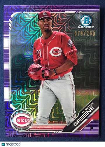 HUNTER GREENE 2019 Bowman Chrome Mega Box Purple Mojo Refractor SP #79/250 Reds