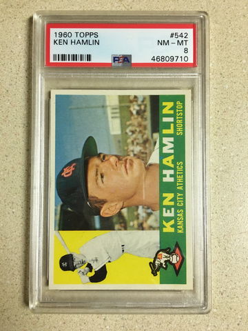 1960 Topps #542 Ken Hamlin PSA 8 NM-MT ATHLETICS