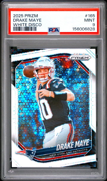 2025 Panini Prizm White Disco Drake Maye #165 PSA 9