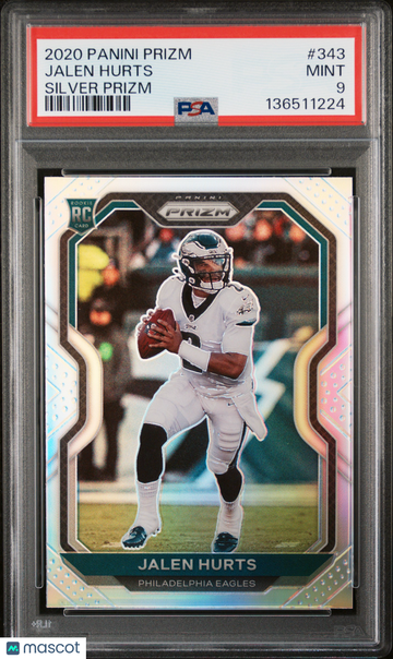 2020 Panini Prizm Jalen Hurts #343 Silver Rookie RC PSA 9