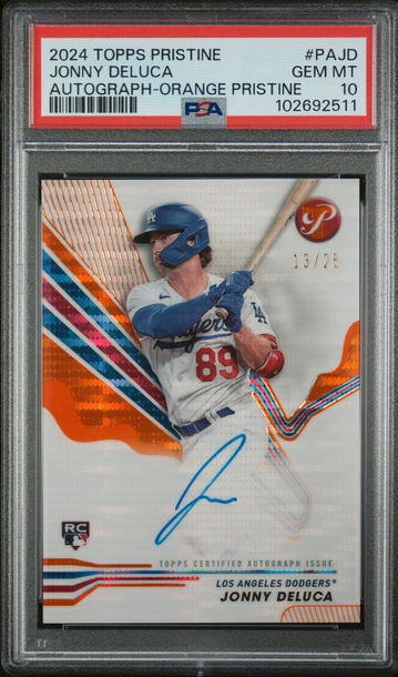2024 Topps Pristine Orange Jonny Deluca #PAJD RC Auto /25 PSA 10