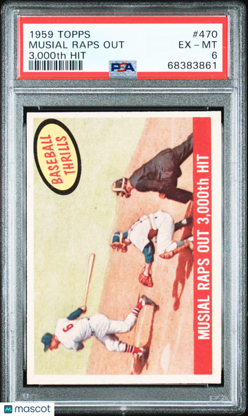 1959 Topps Musial Raps Out #470 3,000th Hit PSA 6