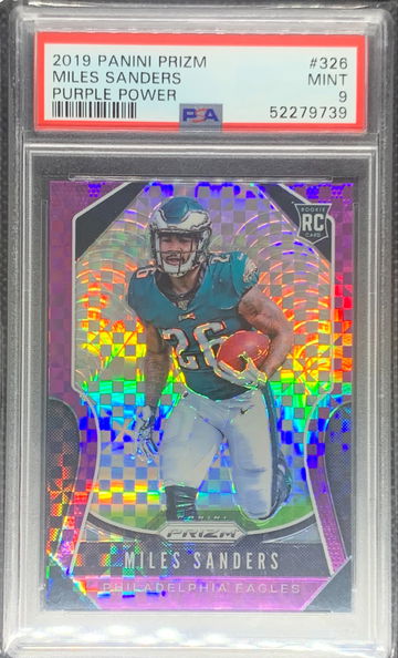 2019 Panini Prizm Miles Sanders Rookie Purple Power PSA 9 MINT