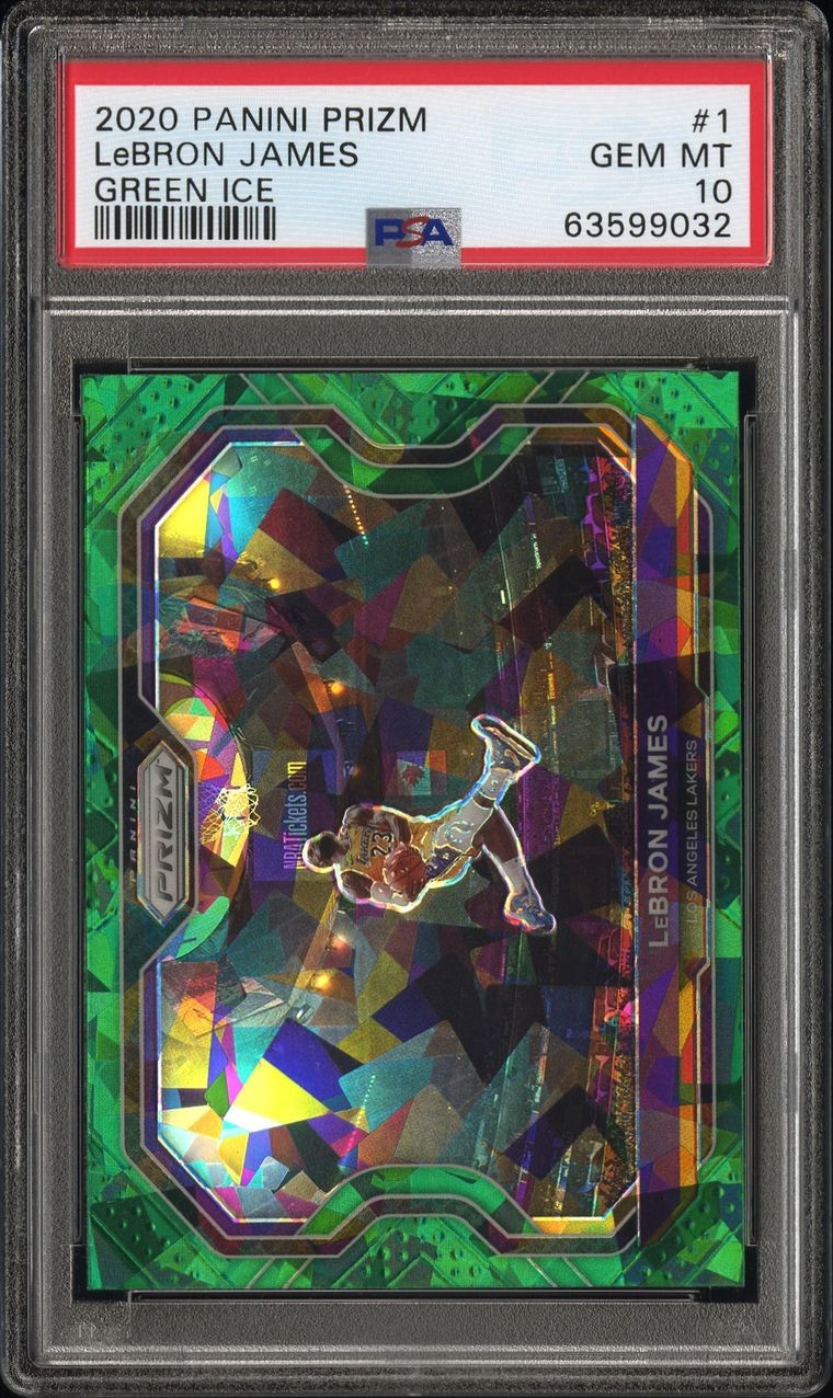 2020 Panini Prizm Lebron James Green Ice PSA 10 - POP 1
