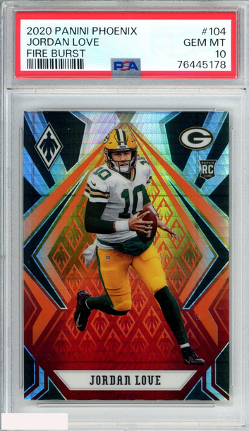 2020 PANINI PHOENIX JORDAN LOVE #104 FIRE BURST ROOKIE RC PSA 10 GEM MT